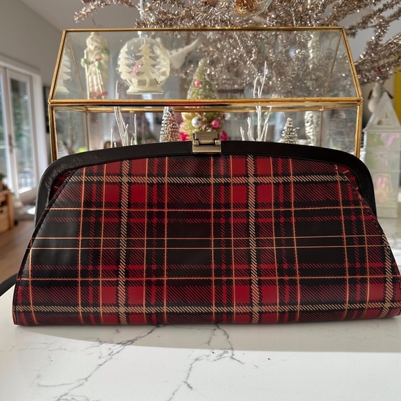 PATRICIA NASH ♥️🖤 Mad for Plaid TARTAN leather clutch frame bag CLASSIC PREPPY - Picture 2 of 10